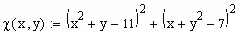 Функция Химмельблау: sqr(sqr(x)+y-11)+sqr(x+sqr(y)-7)